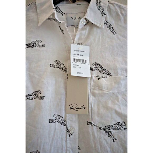Rails 200-766 Women's Sz XS White Charli Cheetah Print L/S Button-Up Shirt - Picture 4 of 9